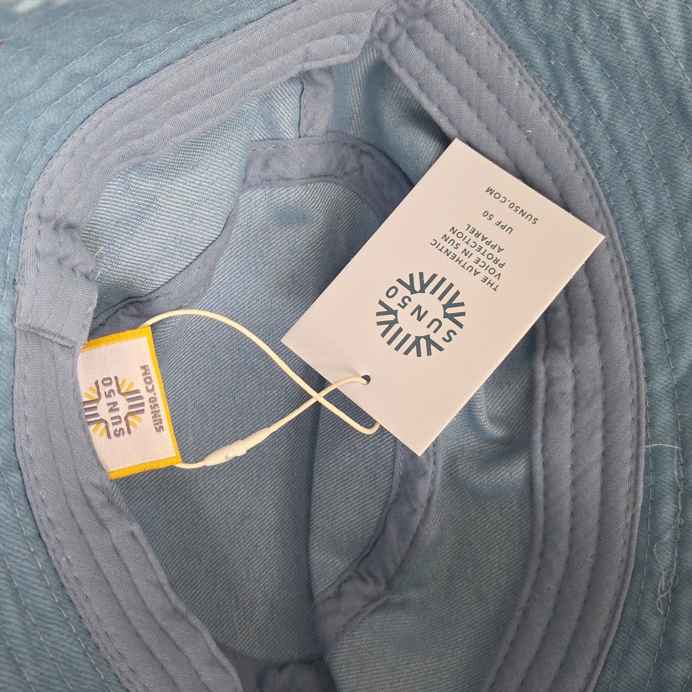 NEW! SUN50 Frayed Edge Denim Bucket Hat BLUE - Picture 5 of 7